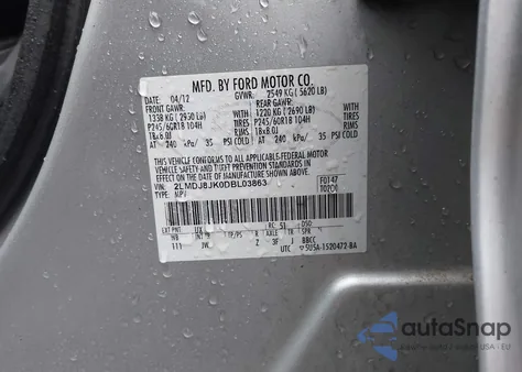 2013 Lincoln Mkx from USA, damaged, VIN 2LMDJ8JK0DBL03863